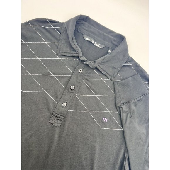 Travis Mathew‎ Mens Golf Black Long Sleeve Polo Logo Size Medium Diamond Design - Picture 1 of 11